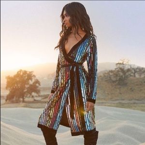 NWT Rainbow Sequin wrap dress